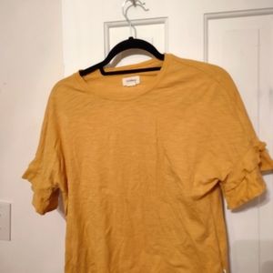 Mustard top with ruffle sleeves